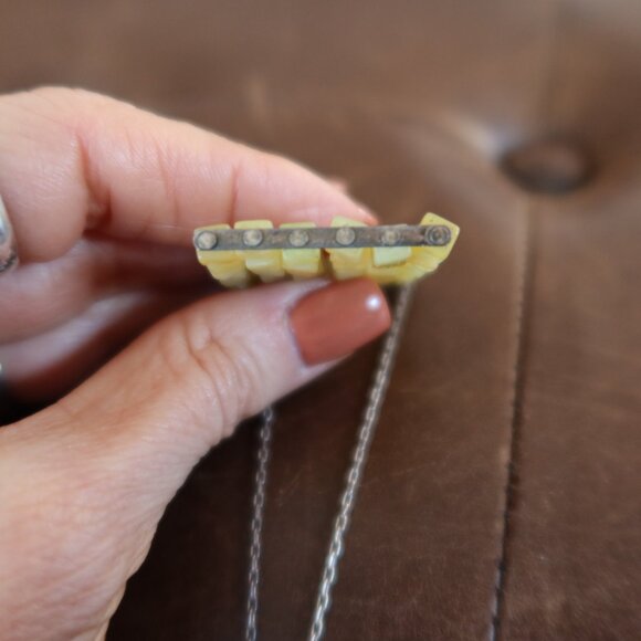 Light green jade square beads &sterling silver Sherzada necklace pendant 14"-17" - Picture 8 of 16